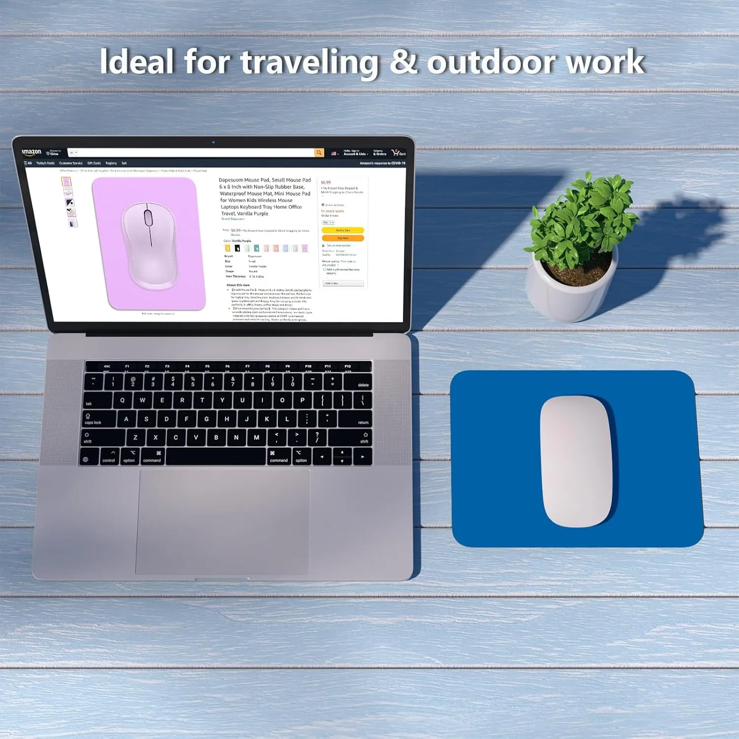 Dapesuom Small Mouse Pad, 6 x 8 Inch Thick Rubber Premium-Textured Non-Slip Portable & Washable Mini Mouse Mat for Women Men Wireless Laptops Keyboard Tray Gaming Computer Office Travel, Dark Blue
