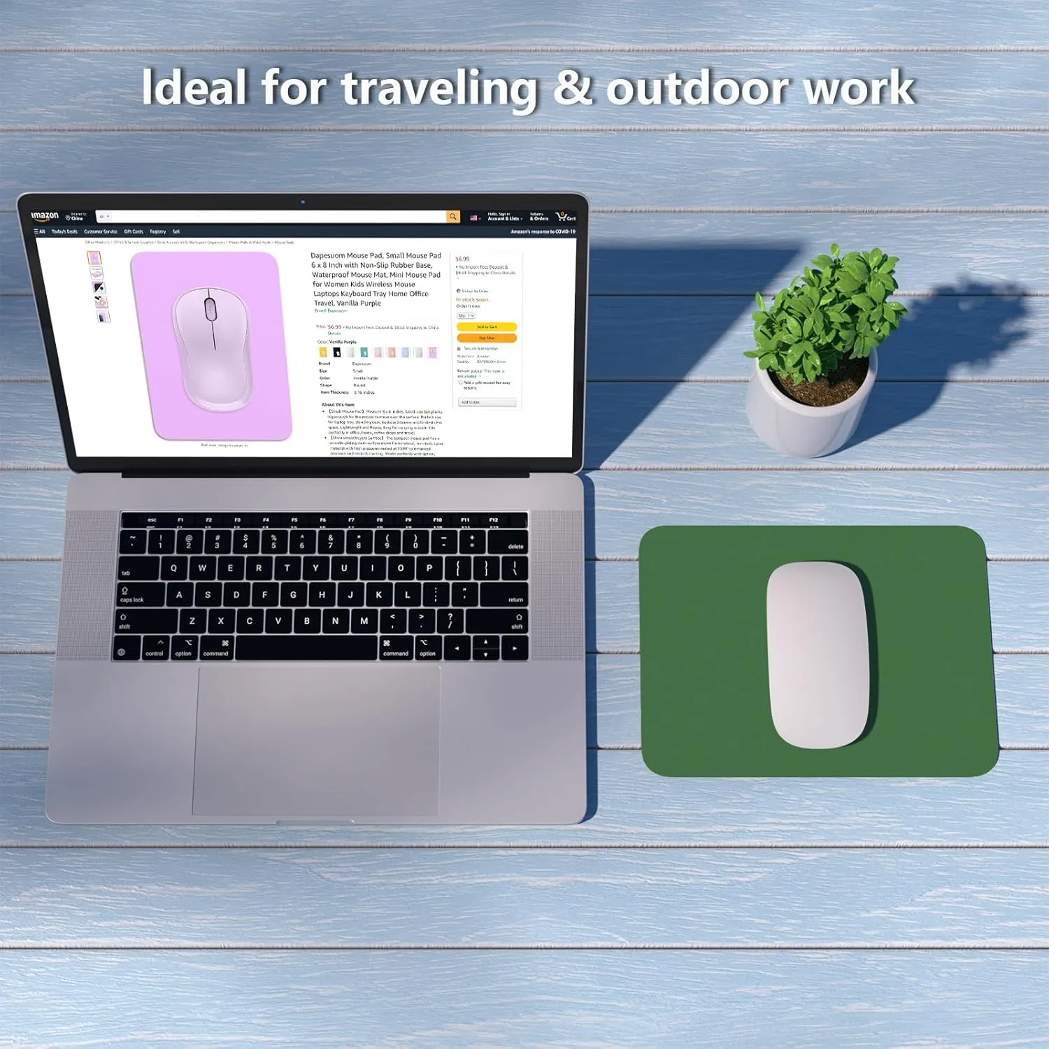 Dapesuom Small Mouse Pad, 6 x 8 Inch Thick Rubber Premium-Textured Non-Slip Portable & Washable Mini Mouse Mat for Women Men Wireless Laptops Keyboard Tray Gaming Computer Office Travel, Forest Green