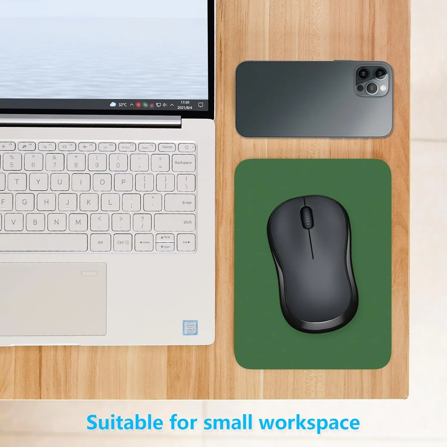 Dapesuom Small Mouse Pad, 6 x 8 Inch Thick Rubber Premium-Textured Non-Slip Portable & Washable Mini Mouse Mat for Women Men Wireless Laptops Keyboard Tray Gaming Computer Office Travel, Forest Green