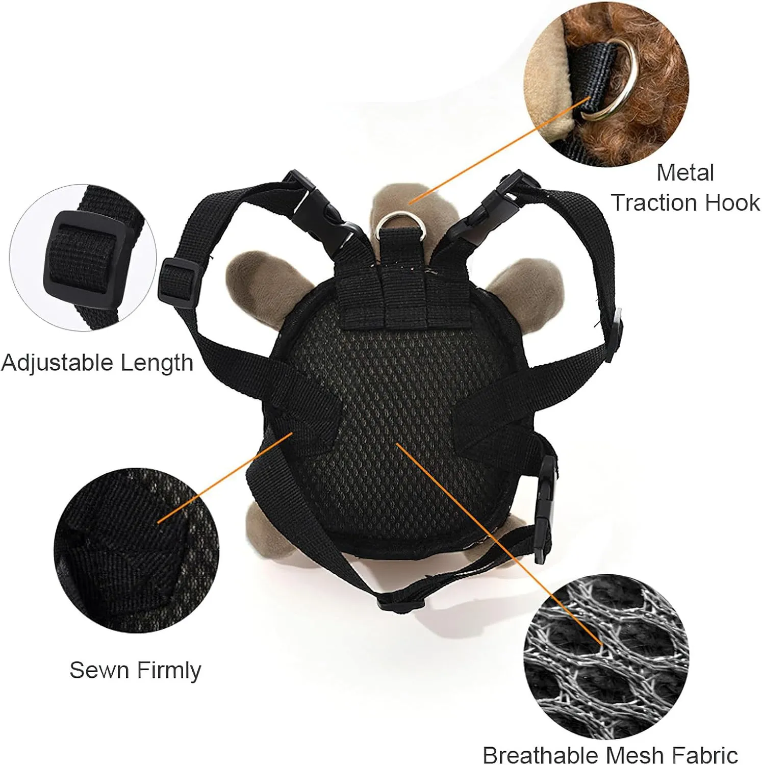 Dog Backpack Harness Puppy Self Carrier Bag Adjustable Pet Saddle Bag with D-Ring for Camping Hiking Daily Walking, Brown