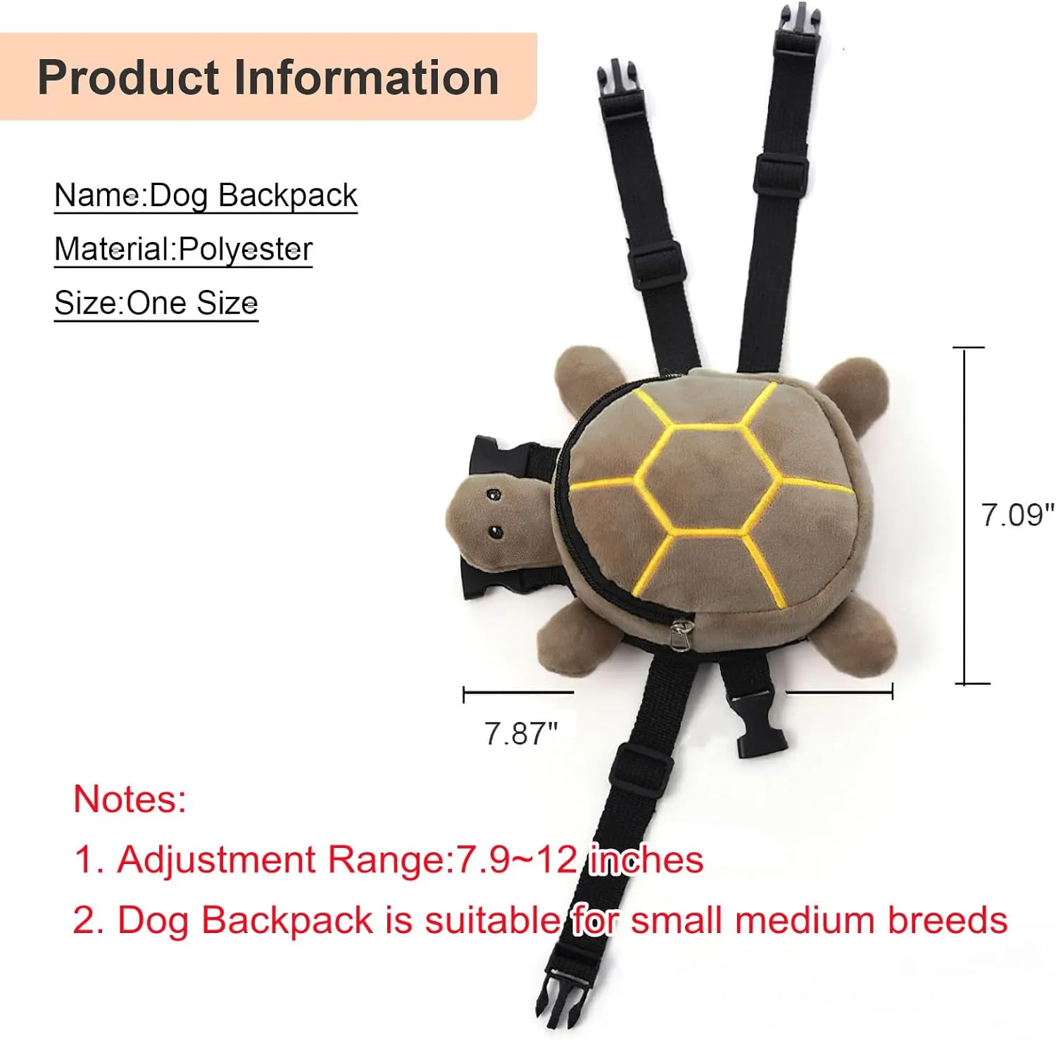 Dog Backpack Harness Puppy Self Carrier Bag Adjustable Pet Saddle Bag with D-Ring for Camping Hiking Daily Walking, Brown