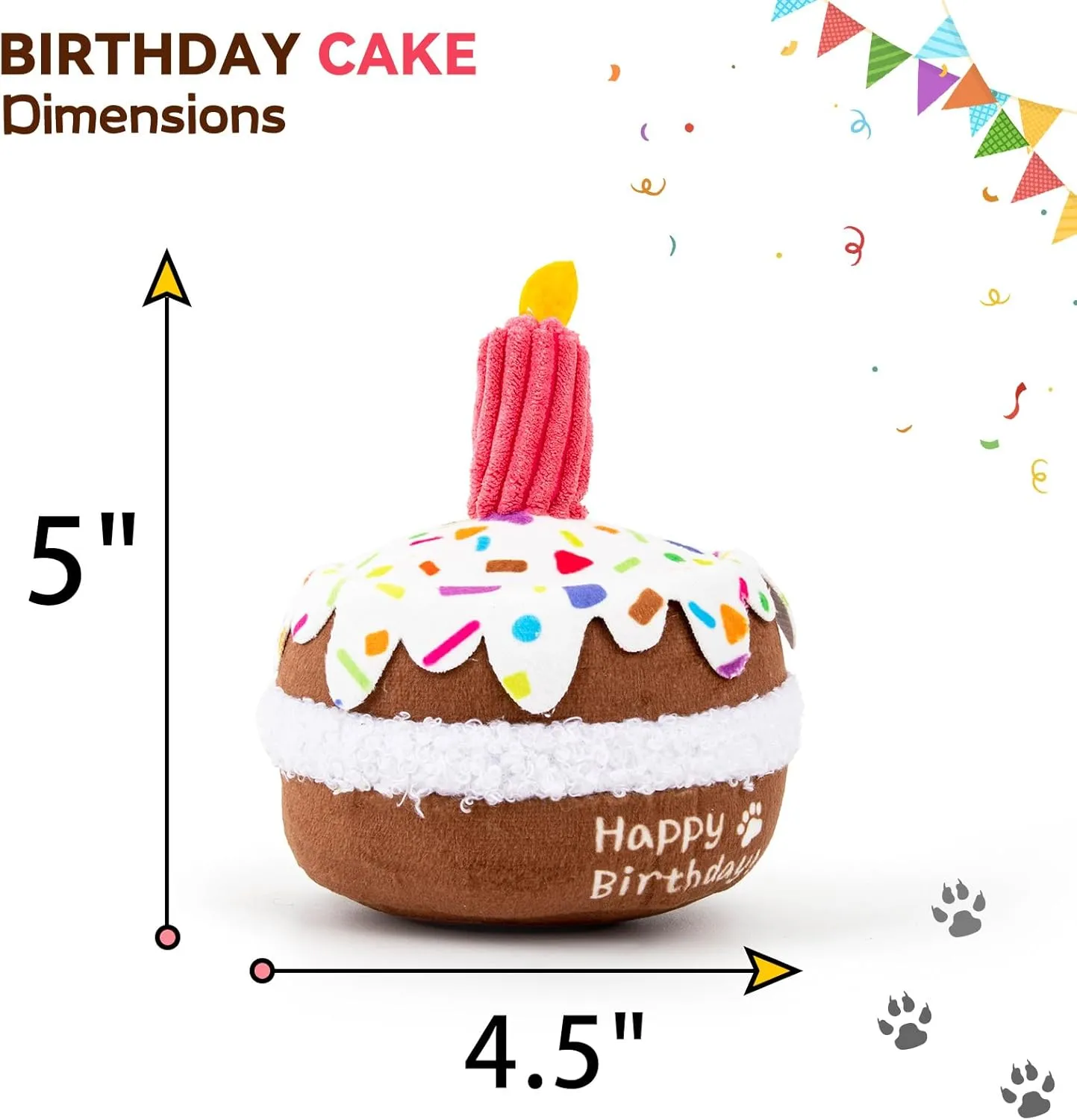 Dog Birthday Toy, Birthday Cake Toys for Girl Boy Gifts, Squeaky Plush