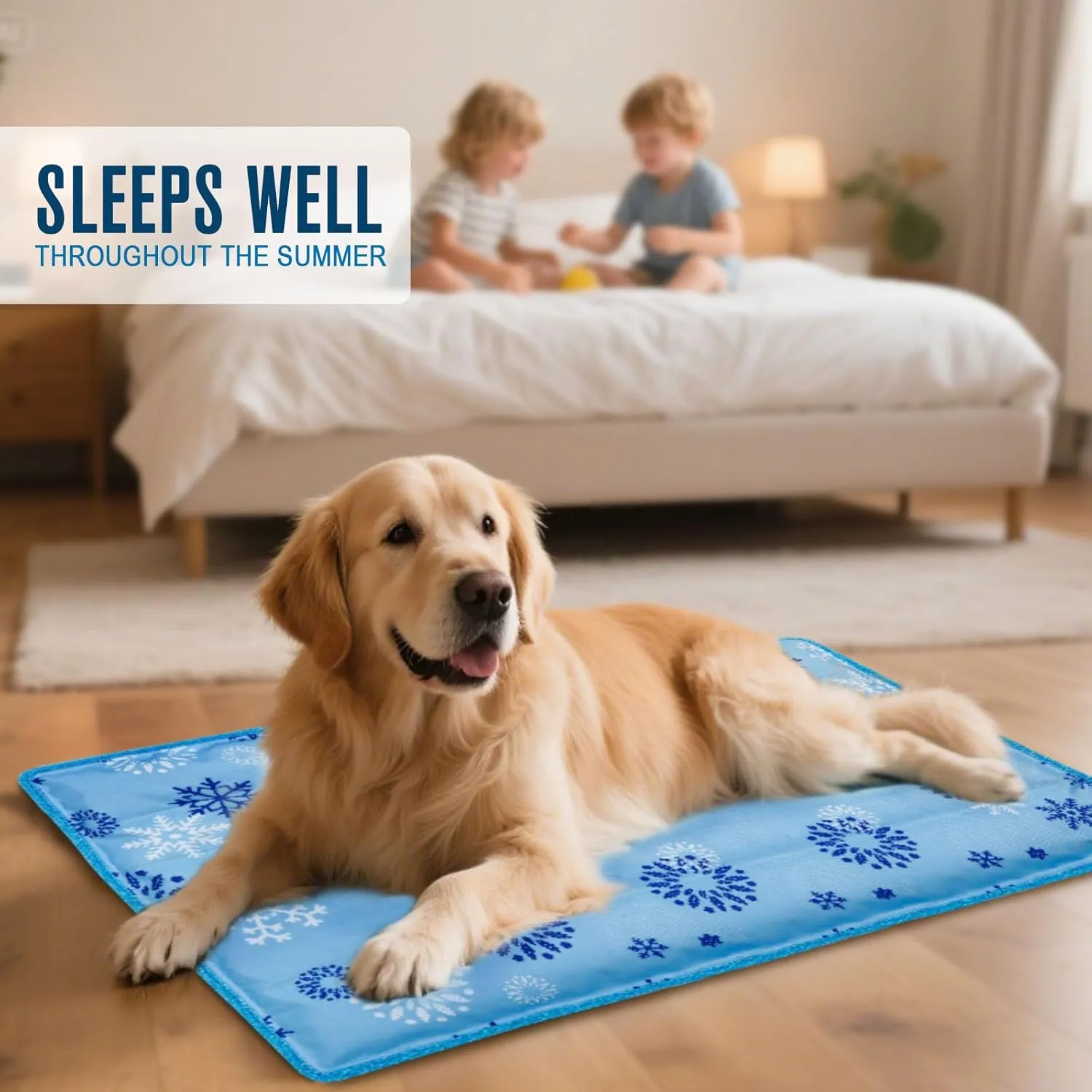 Dog Cooling Mat for Dogs & Cats - Self Cool Pad with Water Injection, Long-Lasting & Portable Pet Mat for Kennel, Car Seat, Sofa, Floor - Stay Cool All Summer (Blue, Large(18.7''*29.5'')