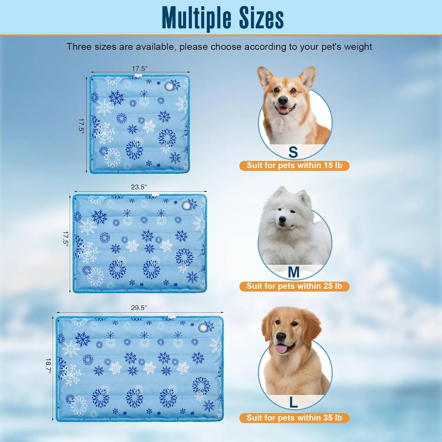 Dog Cooling Mat for Dogs & Cats - Self Cool Pad with Water Injection, Long-Lasting & Portable Pet Mat for Kennel, Car Seat, Sofa, Floor - Stay Cool All Summer (Blue, Large(18.7''*29.5'')