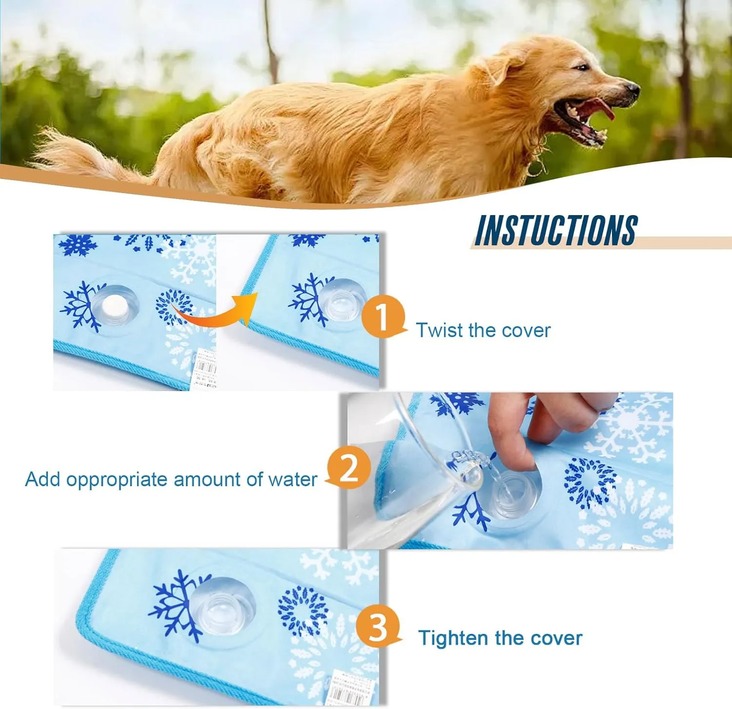 Dog Cooling Mat for Dogs & Cats - Self Cool Pad with Water Injection, Long-Lasting & Portable Pet Mat for Kennel, Car Seat, Sofa, Floor - Stay Cool All Summer (Blue, Large(18.7''*29.5'')