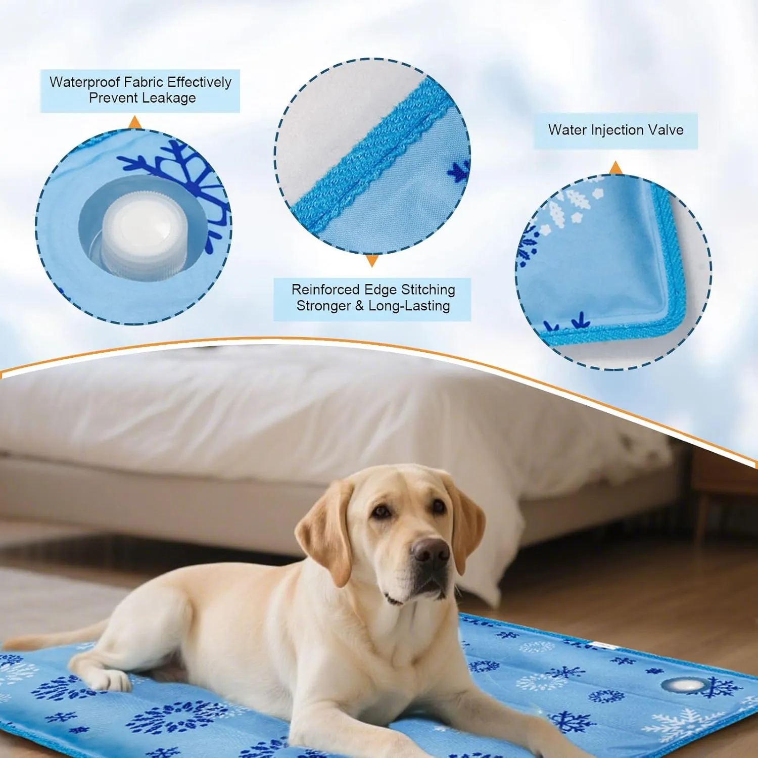 Dog Cooling Mat for Dogs & Cats - Self Cool Pad with Water Injection, Long-Lasting & Portable Pet Mat for Kennel, Car Seat, Sofa, Floor - Stay Cool All Summer (Blue, Large(18.7''*29.5'')