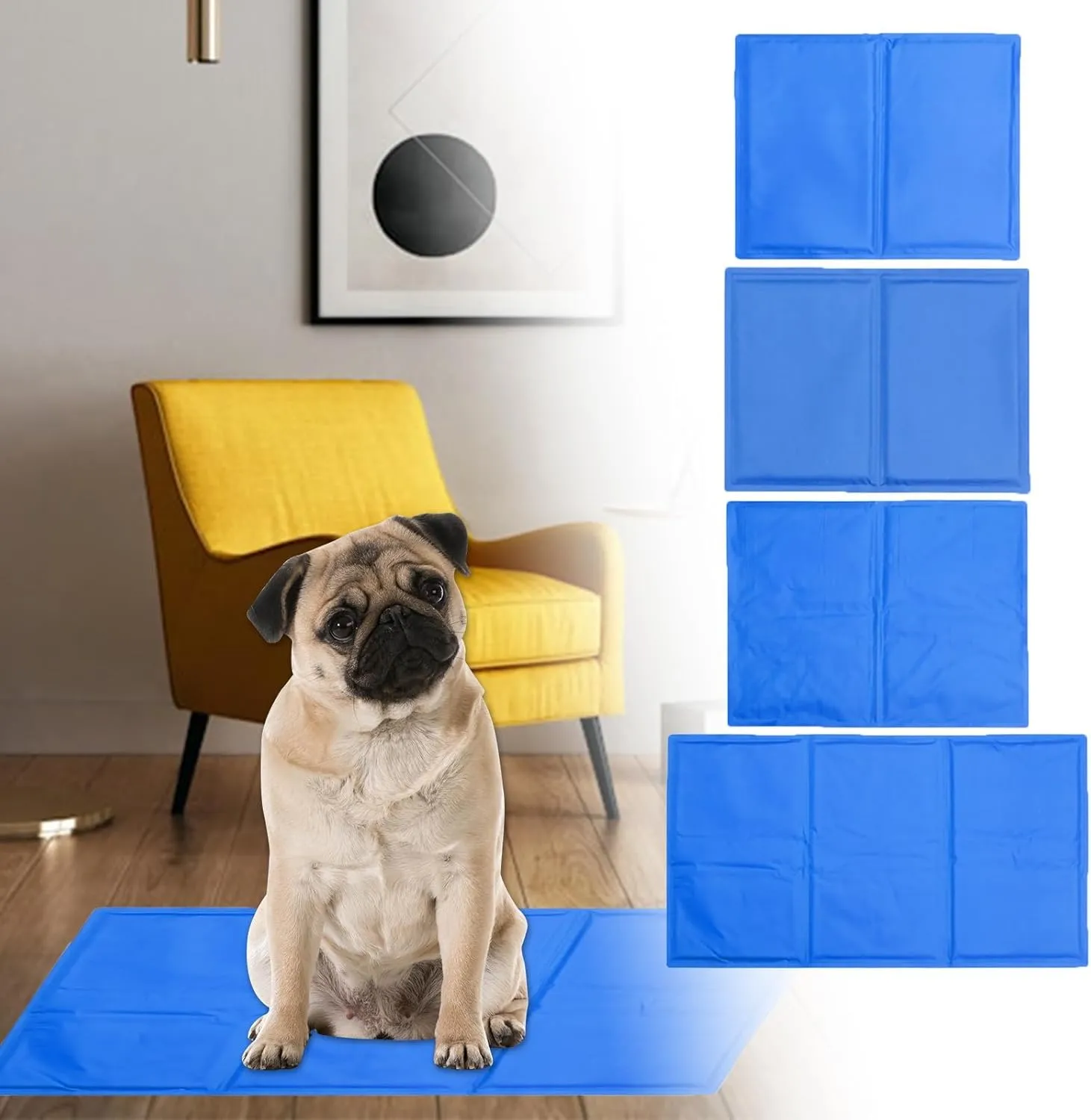 Dog Cooling Mats, Scratch-Resistant Durable Pet Cool Mats, Gel Self Cooling Pad for Dogs Cats in Hot Summer, Self Cooling Pad Mats for Kennel Crate Home Travel (Blue_M/40x50cm)