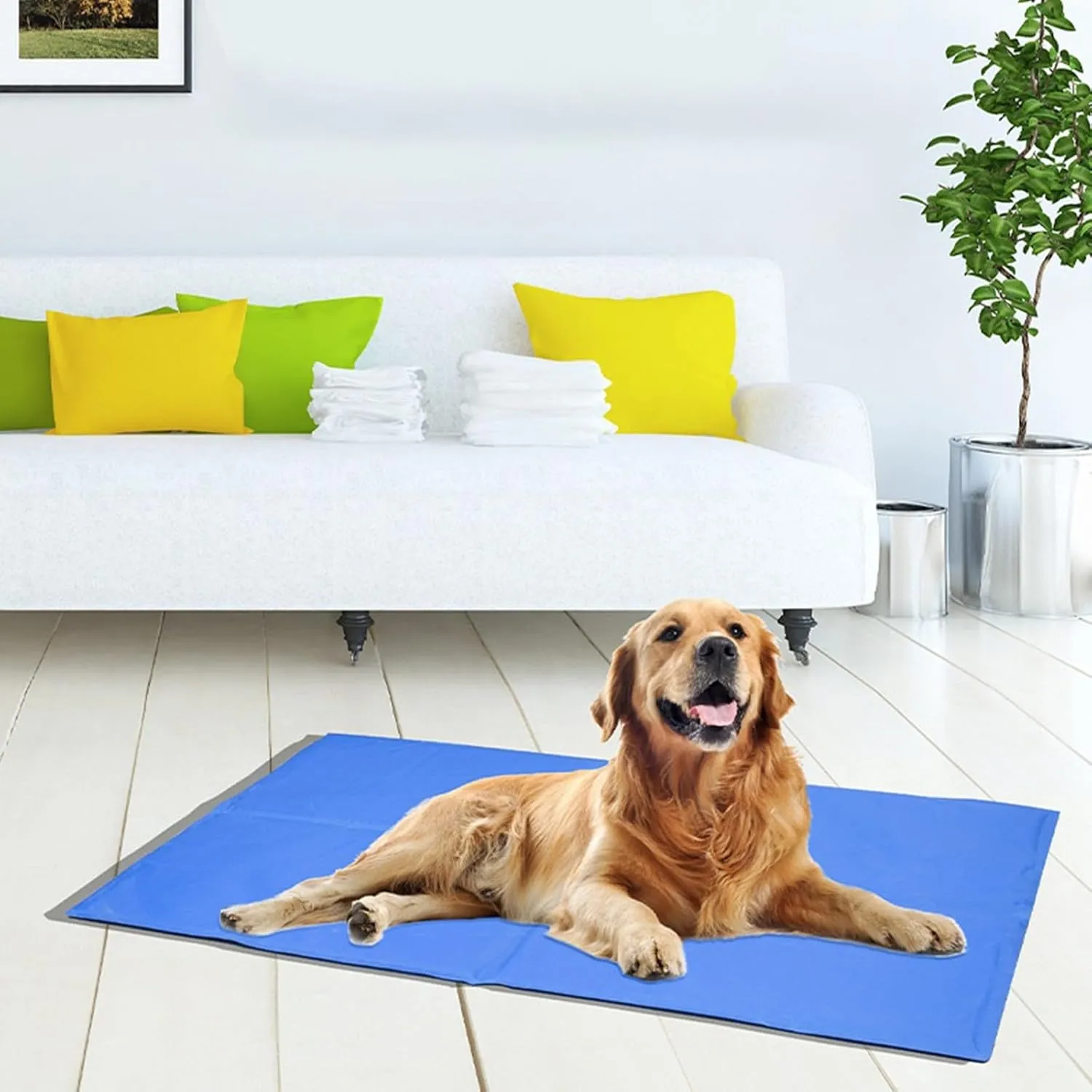 Dog Cooling Mats, Scratch-Resistant Durable Pet Cool Mats, Gel Self Cooling Pad for Dogs Cats in Hot Summer, Self Cooling Pad Mats for Kennel Crate Home Travel (Blue_M/40x50cm)