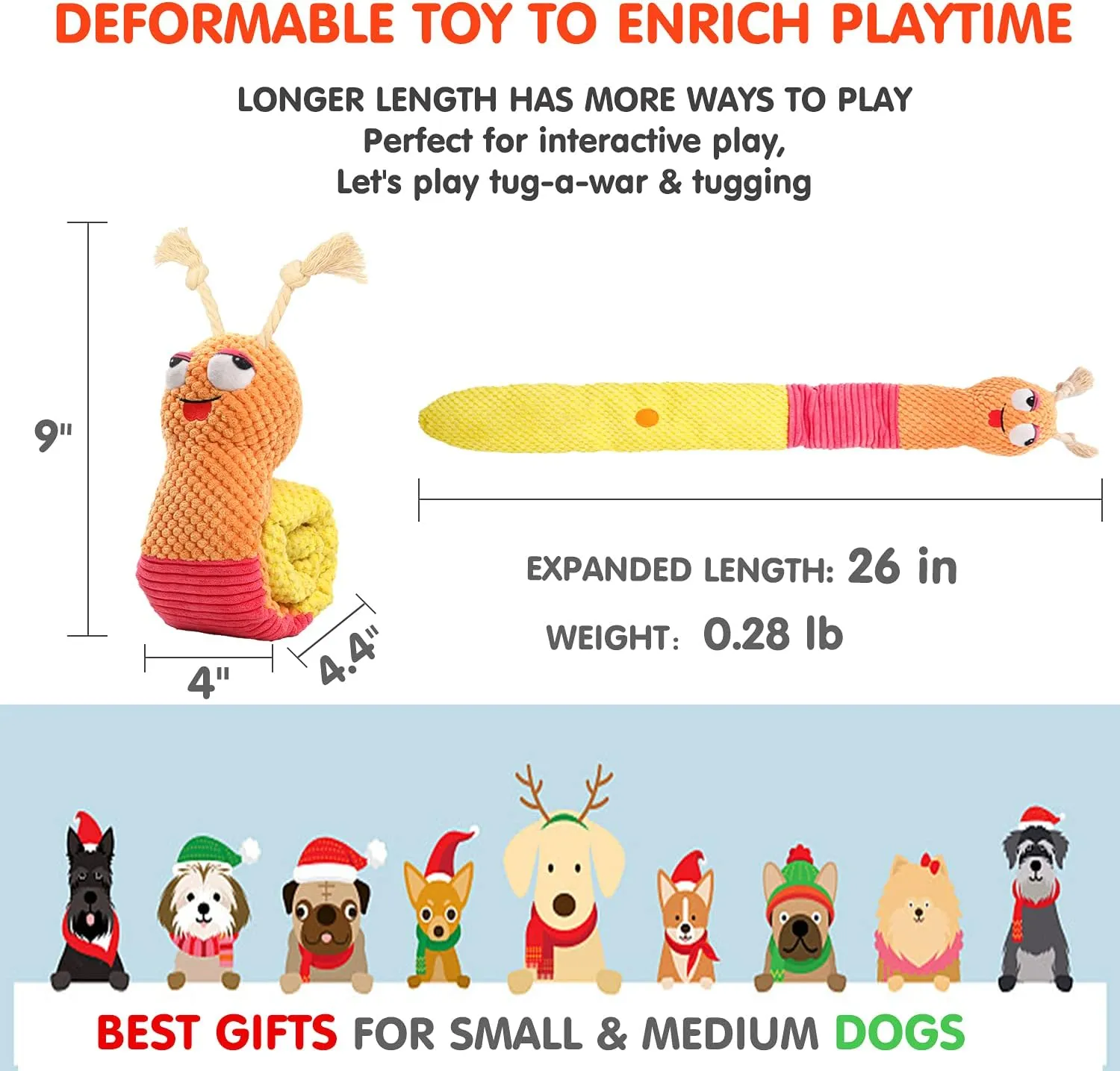 Dog Enrichment Toys - Dog Puzzles Squeaky Treat Dispensing Crinkle Plush Snuffle Toys - Treat Toy for Small Medium Large Dogs Tough Funny Soft Puppy Toy,Snail