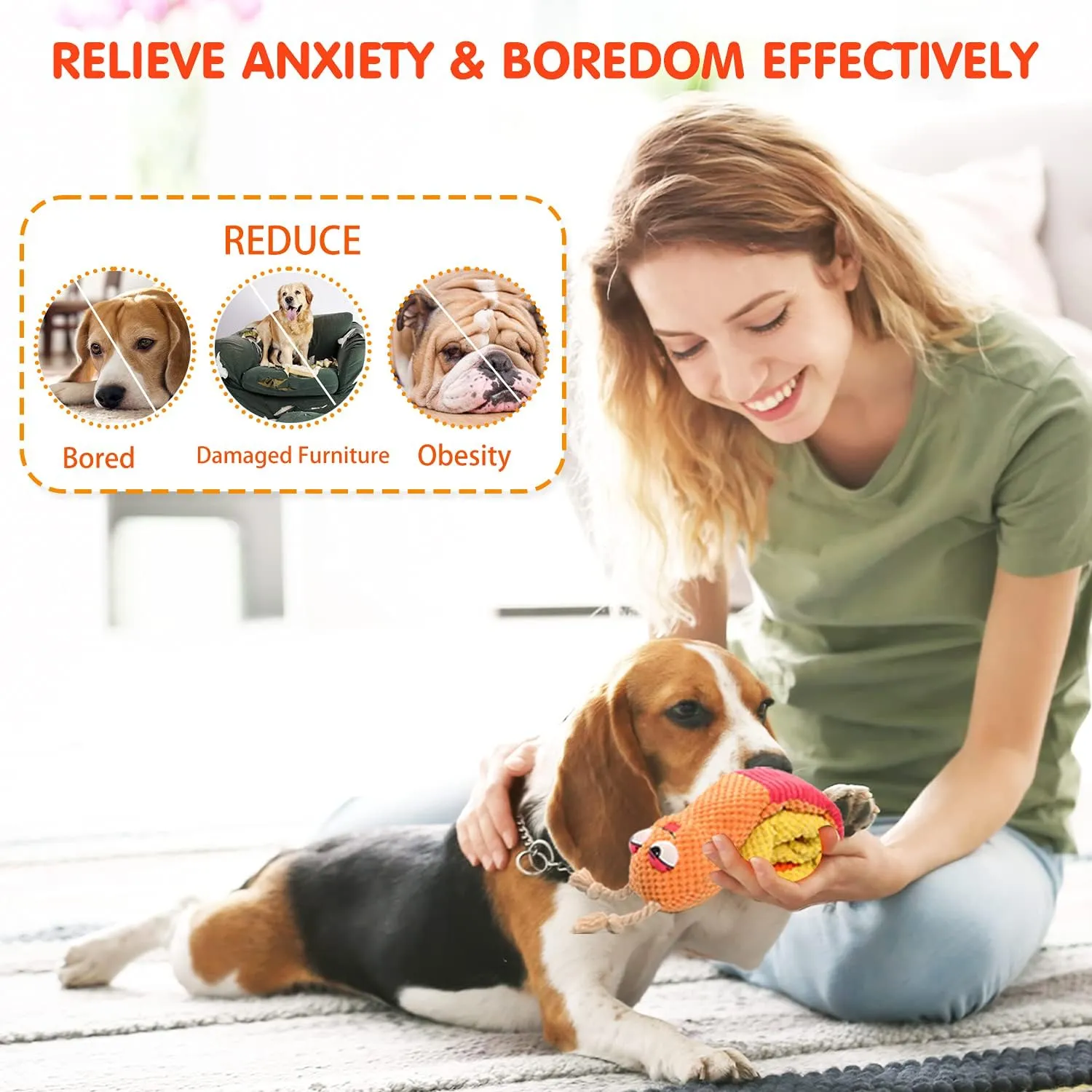 Dog Enrichment Toys - Dog Puzzles Squeaky Treat Dispensing Crinkle Plush Snuffle Toys - Treat Toy for Small Medium Large Dogs Tough Funny Soft Puppy Toy,Snail