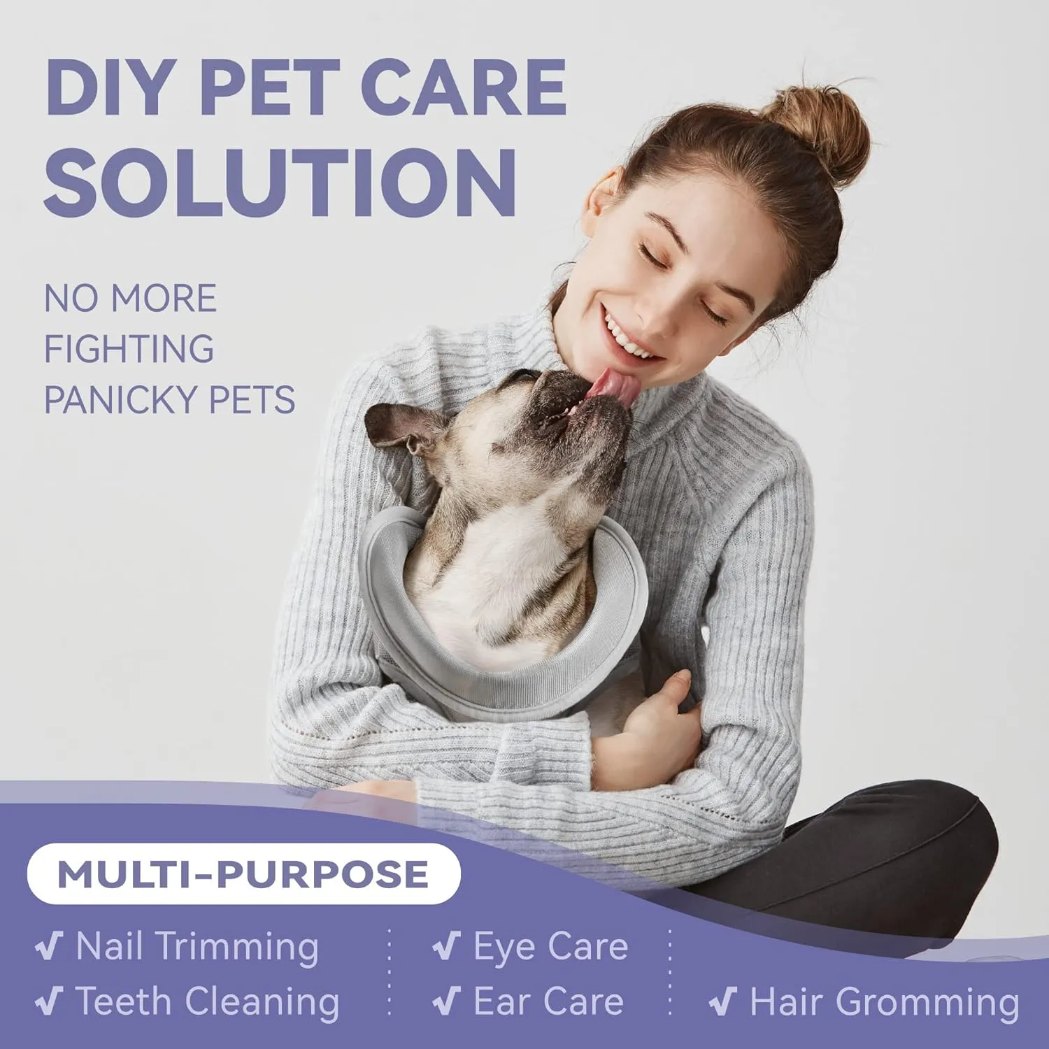 Dog Grooming Hammock Harness for Dogs & Cats with Pet Nail Clipper Trimmer - Cat Hanger Sling for Trimming Clipping Nails- Dog Hammock Restraint Bag for Small Medium Large pet  Grey S 