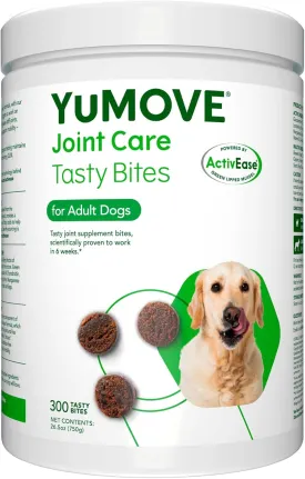 Dog Joint Supplement, Hip and Joint Supplement for Dogs with Glucosamine, Hyaluronic Acid, and Green Lipped Mussel and Omegas, Relief for Dog Hip and Joint Aches and Stiffness, by YuMOVE - 300 Bites