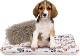 Dog Mat for Crate With Calming Pillow, Portable Pet Liner Travel Bed, Medium Size Fluffy Kennel Pads, Washable 24x15inches