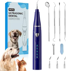 Dog Plaque and Tartar RemoverDog Teeth Cleaning KitDental Scraper for Tartar and Plaque 3 Cleaning Moder USB Charge Remover for Teeth with LED Light(Blue 01)