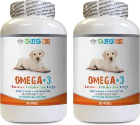 Dog Skin hot spot - Dog Omega 3 Fatty ACIDS - Fish Oil - Best Heart Brain Skin and Joint Health - Vet Recommended - Dog Fish Oil for itching - 2 Bottles (360 Softgels)