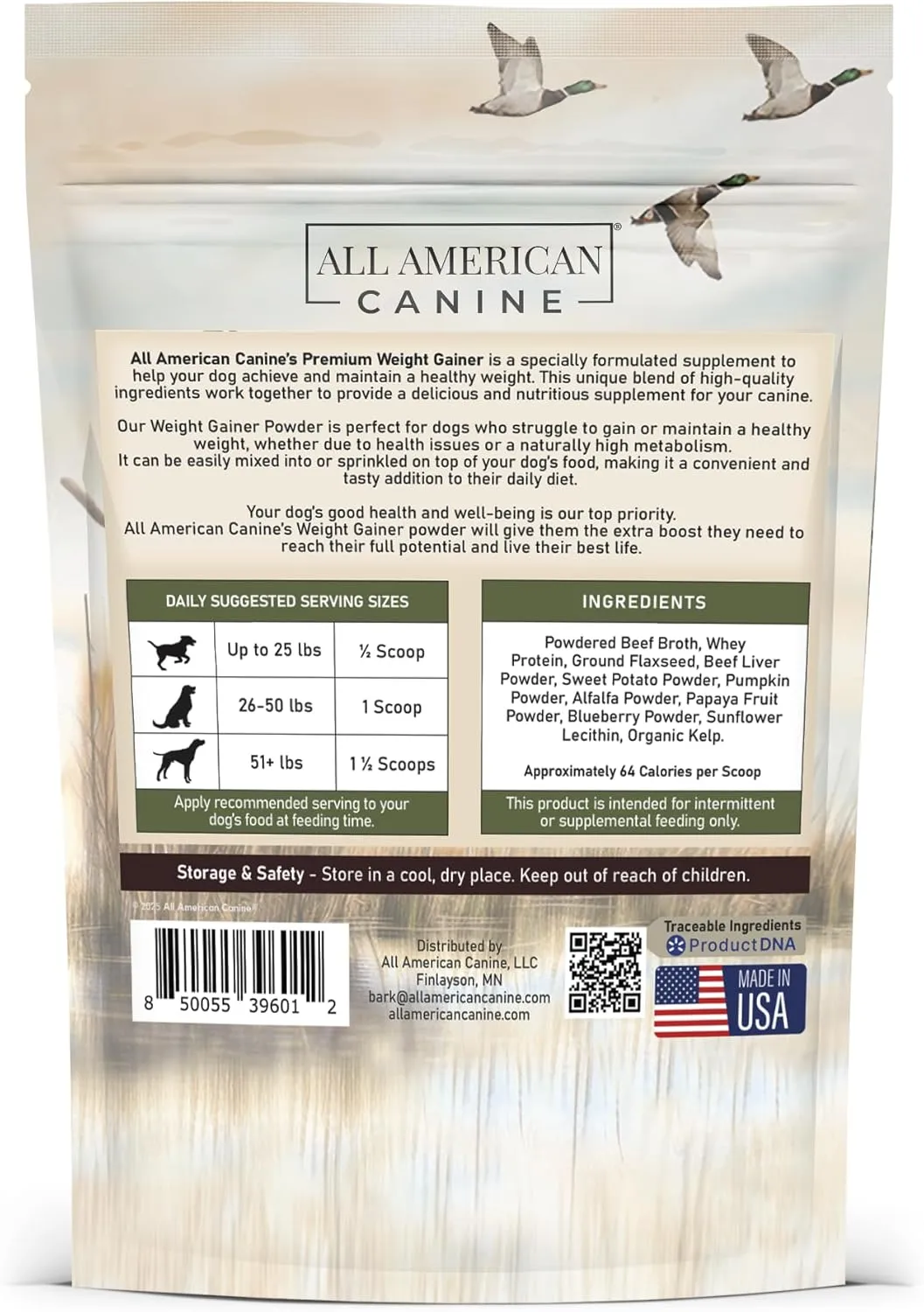 Dog Weight Gainer  High Calorie Dog Food Supplement & Protein Powder for Rapid Weight Gain, Mass, and Recovery  Appetite Stimulant  60 Servings