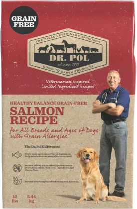 Dr. Pol Grain Free Salmon Dog Food - Premium Natural Dry Dog Food, Limited Ingredient High Protein Veterinarian Formulated Kibble for Any Size or Stage, Allergies, Sensitive Stomach, Salmon 12lb Bag