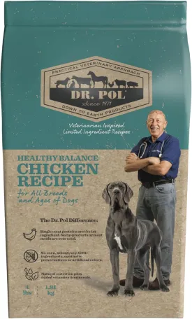 Dr. Pol Limited Ingredient Chicken Dog Food - Natural Healthy Balance Kibble, Single Meat Source, Vet Formulated for Allergies and Sensitive Stomachs, Made in USA, Chicken 4lb Bag