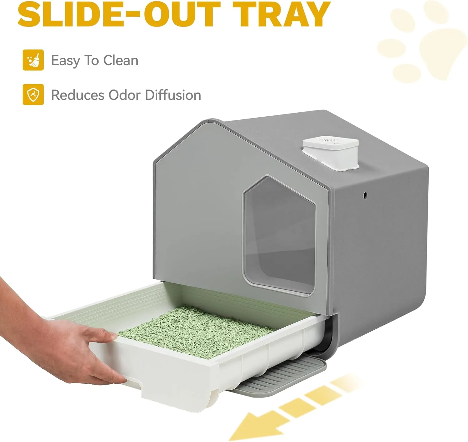 DWVO XL Enclosed Cat Litter Box with Vent, Mat, and Litter Scoop, Odorless, Anti-Splashing, No Installation Required - Gray