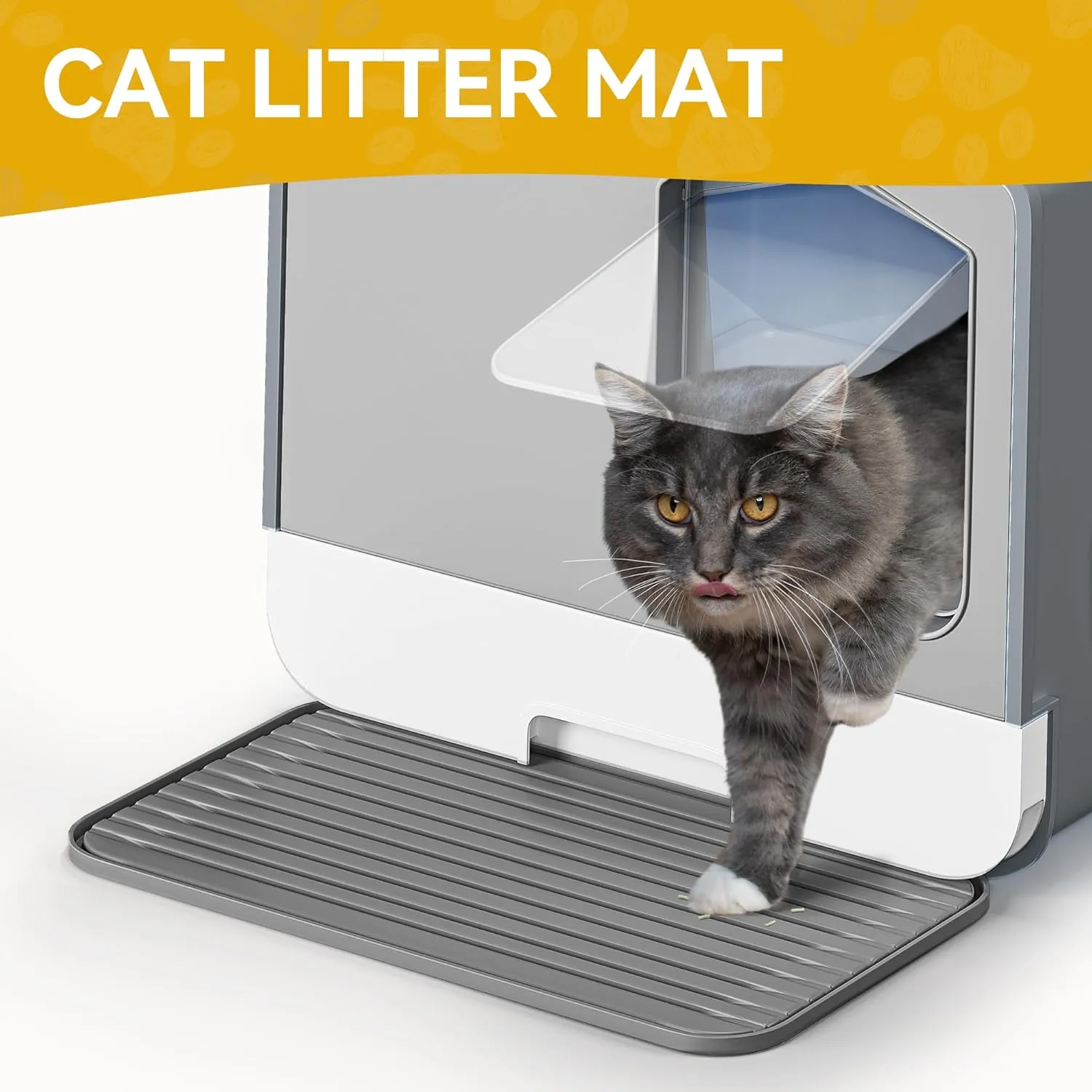 DWVO XL Enclosed Cat Litter Box with Vent, Mat, and Litter Scoop, Odorless, Anti-Splashing, No Installation Required - Gray