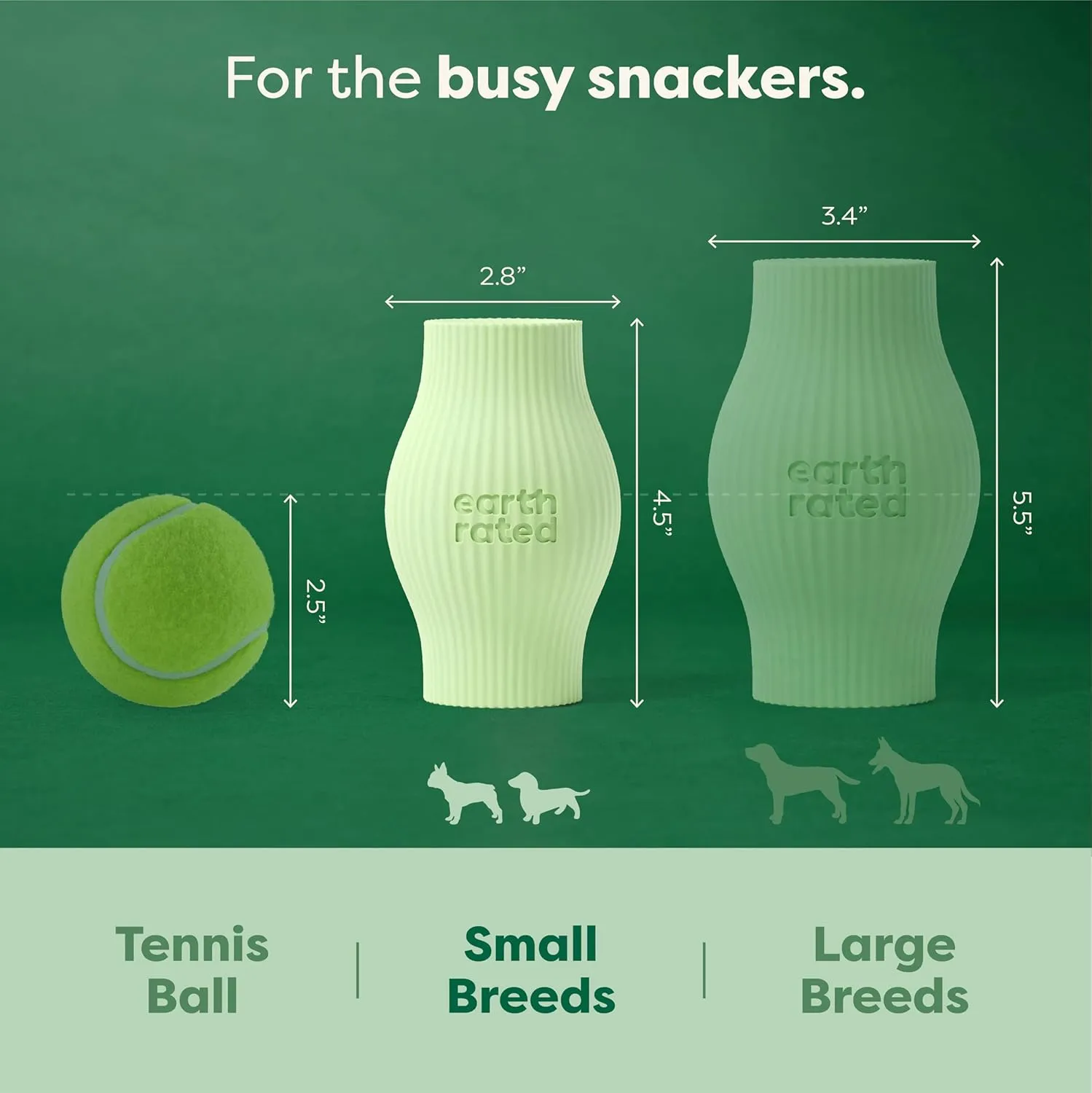 Earth Rated Treat Dispensing Dog Toys, Enrichment Toy for Adult and Puppy Dogs, Slow Feeder, Dishwasher and Freezer-Safe, Natural Rubber, Small, Green