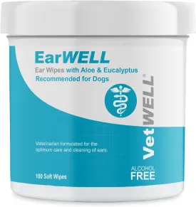 EarWELL by VetWELL Dog Ear Wipes - Otic Cleaning Wipes for Infections and Controlling Ear Odor in Pets - 100 Count