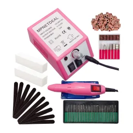 Electric Nail Drills Machine e File Dremel buffers Sanding Bands Bits for Acrylic Nails Gel Polish Glazing Art Set Polisher Grinder Filer Manicure Pedicure Kit mquina uas acrilicas Pink