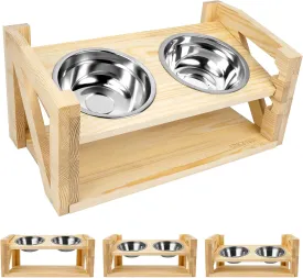 Elevated Dog Bowls, Adjustable Raised Dog Bowls, Raised Dog Bowl, 3 Heights Adjustable Dog Bowl Stand, Dog Food Bowl Stand, with 2pcs Stainless Steel Bowls, for Small Medium Large Dogs