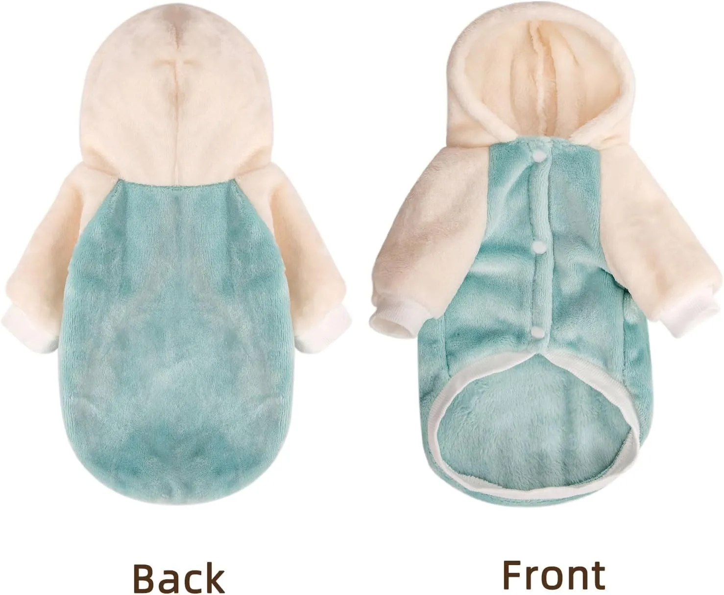 FabriCastle Dog Hoodie Sweater for Small Dogs Boy and Girl, Small Dog Clothes XS XXS Puppy Sweatshirt, Pet Outfit, Cat Clothing Super Soft Warm Snap On Closure (Green-Cream, Medium)