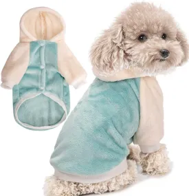FabriCastle Dog Hoodie Sweater for Small Dogs Boy and Girl, Small Dog Clothes XS XXS Puppy Sweatshirt, Pet Outfit, Cat Clothing Super Soft Warm Snap On Closure (Green-Cream, Medium)