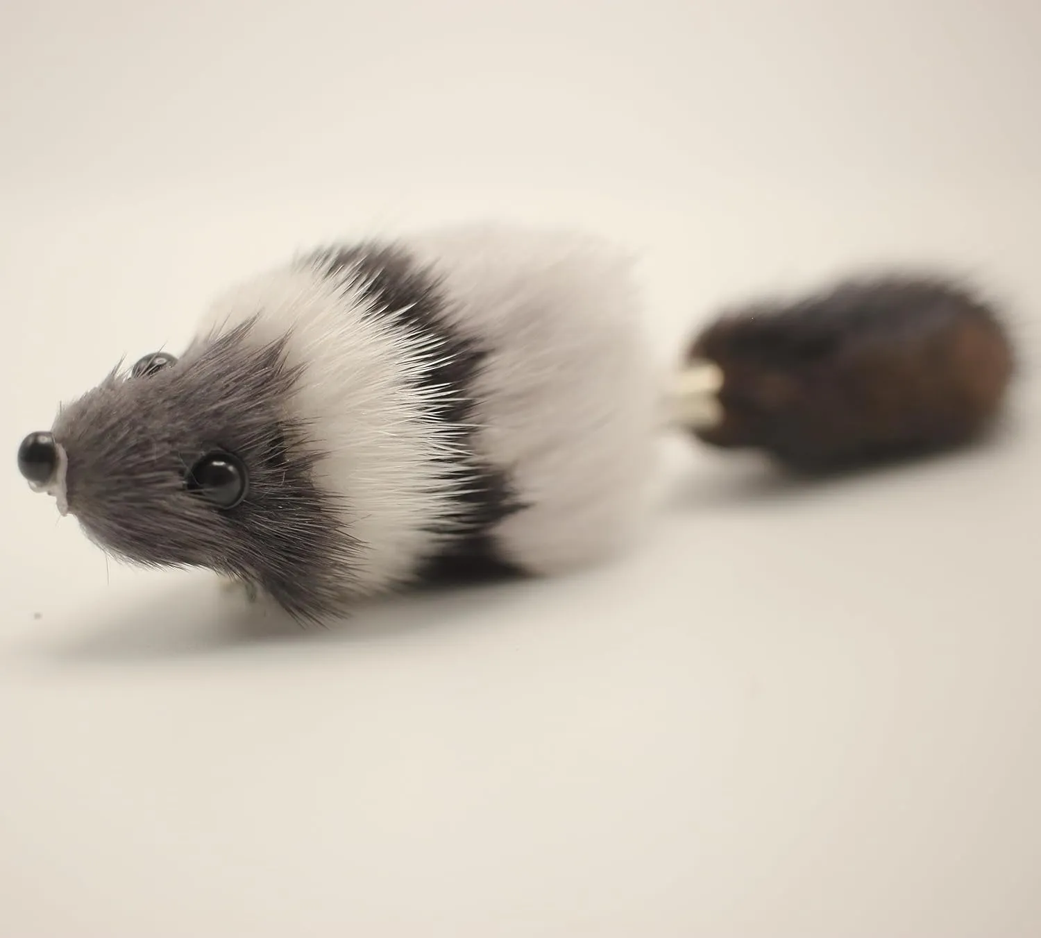 Fosrion Real Mink Fur Cat Hunt Bites Toy with Three Section Retractable Carbon Fiber Rod(3 Mink Fur Mouse, Only Tail)