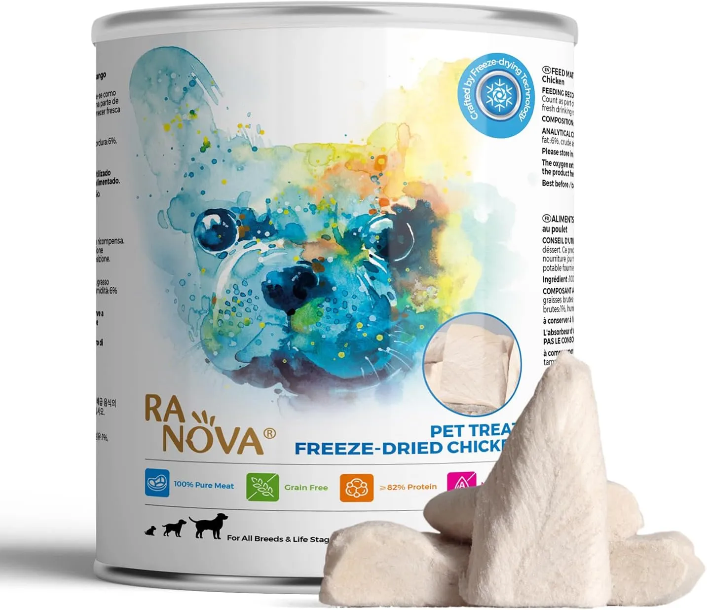 Freeze Dried Dog Treats - 100% Chicken Breast Grain Free - Natural Balanced Single Ingredient Raw Dog Snacks - Dry Dog Food Topper 115g/4.1oz
