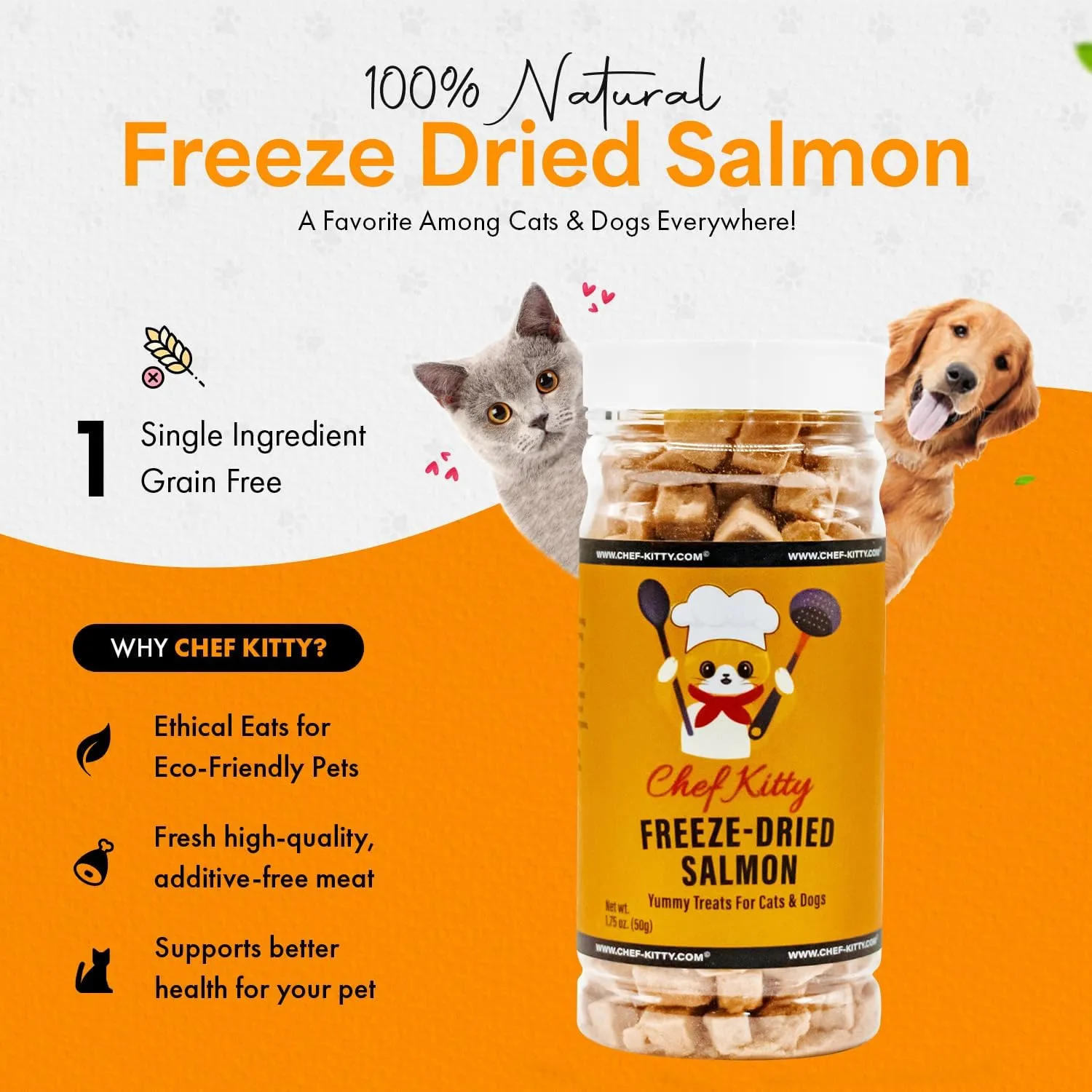 Freeze-Dried Salmon Treats for Cats & Dogs  100% Wild Caught, Single Ingredient, High-Protein, Healthy Snack  No Additives or Preservatives  1.4oz - Inspected & Tested in USA