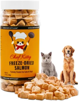 Freeze-Dried Salmon Treats for Cats & Dogs  100% Wild Caught, Single Ingredient, High-Protein, Healthy Snack  No Additives or Preservatives  1.4oz - Inspected & Tested in USA