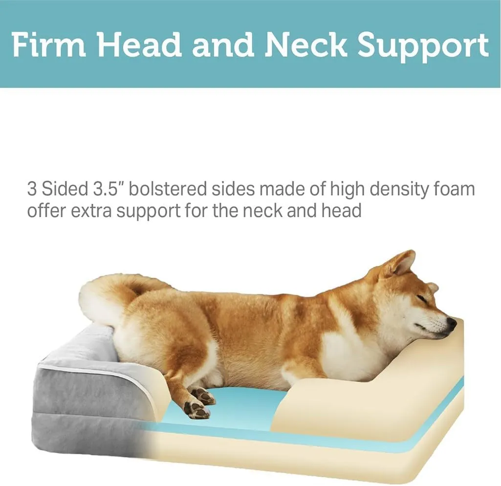 Friends Forever Orthopedic Dog Bed for Extra Large Dogs, Waterproof Memory Foam Dog Sofa Bed XL with Removable Washable Cover, Ally Grey, 42x32x7