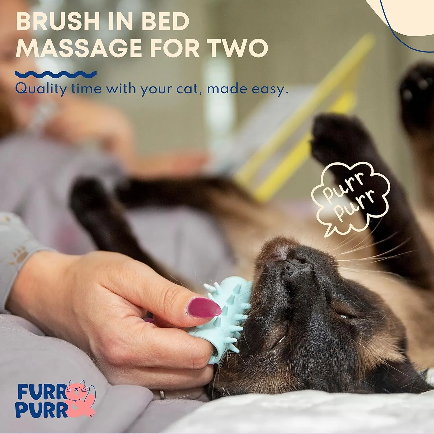 Furr&Purr Cat Brush, Made in the USA, Cat Massager, Cat Face Scratcher, Calming Care Comb for Cats, Indoor Cats (1-Pack)