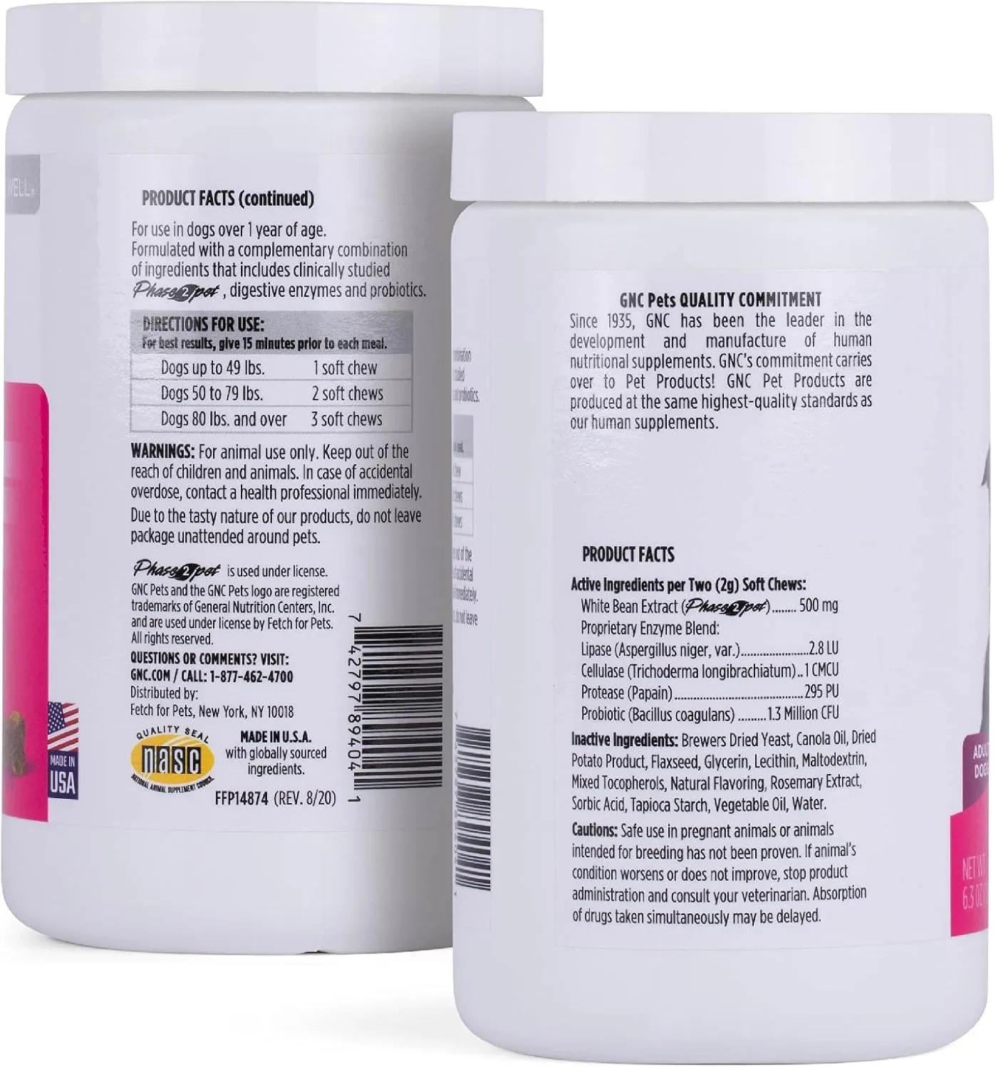 GNC Pets Advanced Weight Support Dog Supplement Soft Chews | Weight Control Dog Supplement for Adult Dogs | 90 Ct Chicken Flavor Weight Management Dog Supplement,FF14874
