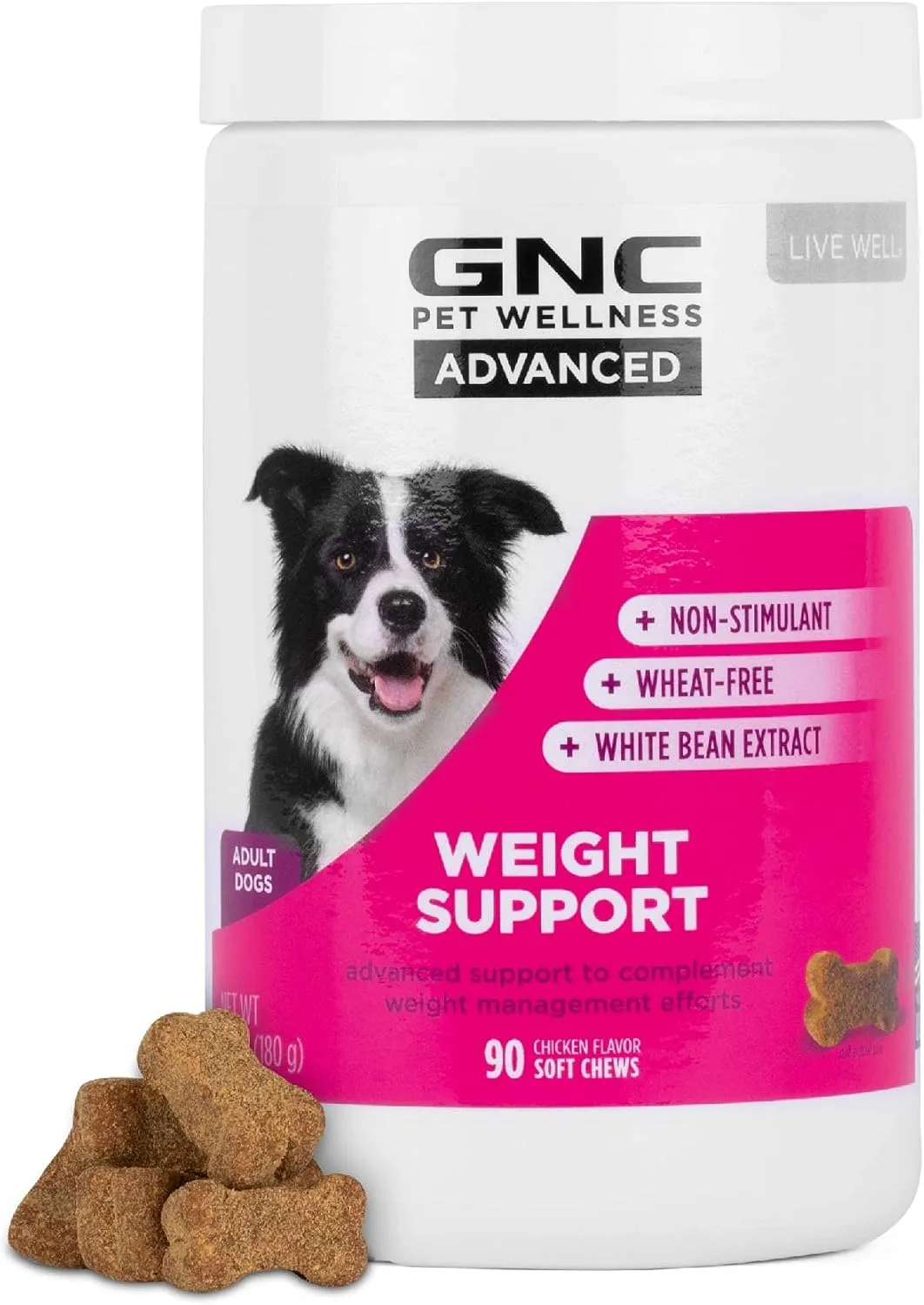 GNC Pets Advanced Weight Support Dog Supplement Soft Chews | Weight Control Dog Supplement for Adult Dogs | 90 Ct Chicken Flavor Weight Management Dog Supplement,FF14874