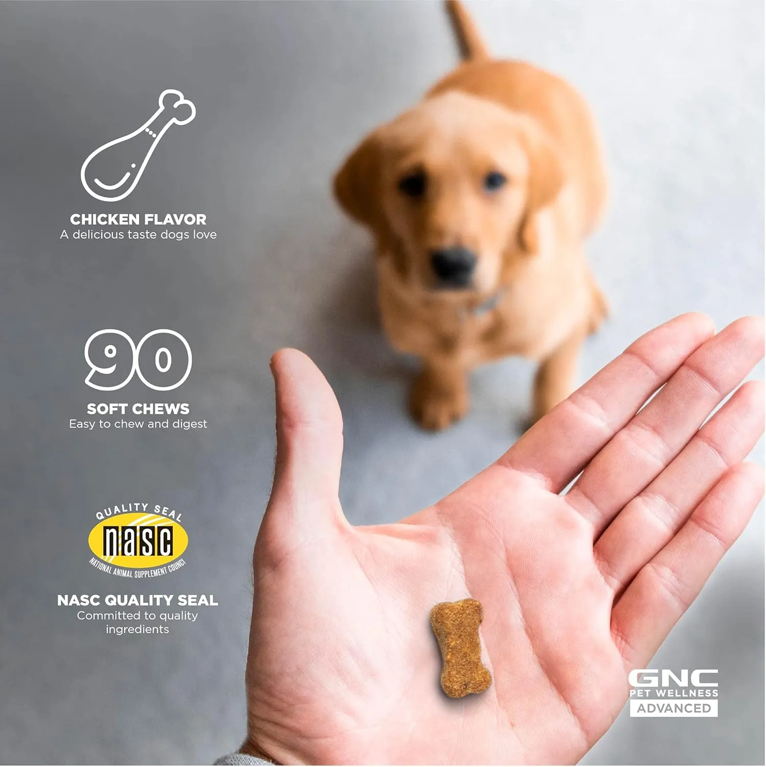 GNC Pets Advanced Weight Support Dog Supplement Soft Chews | Weight Control Dog Supplement for Adult Dogs | 90 Ct Chicken Flavor Weight Management Dog Supplement,FF14874