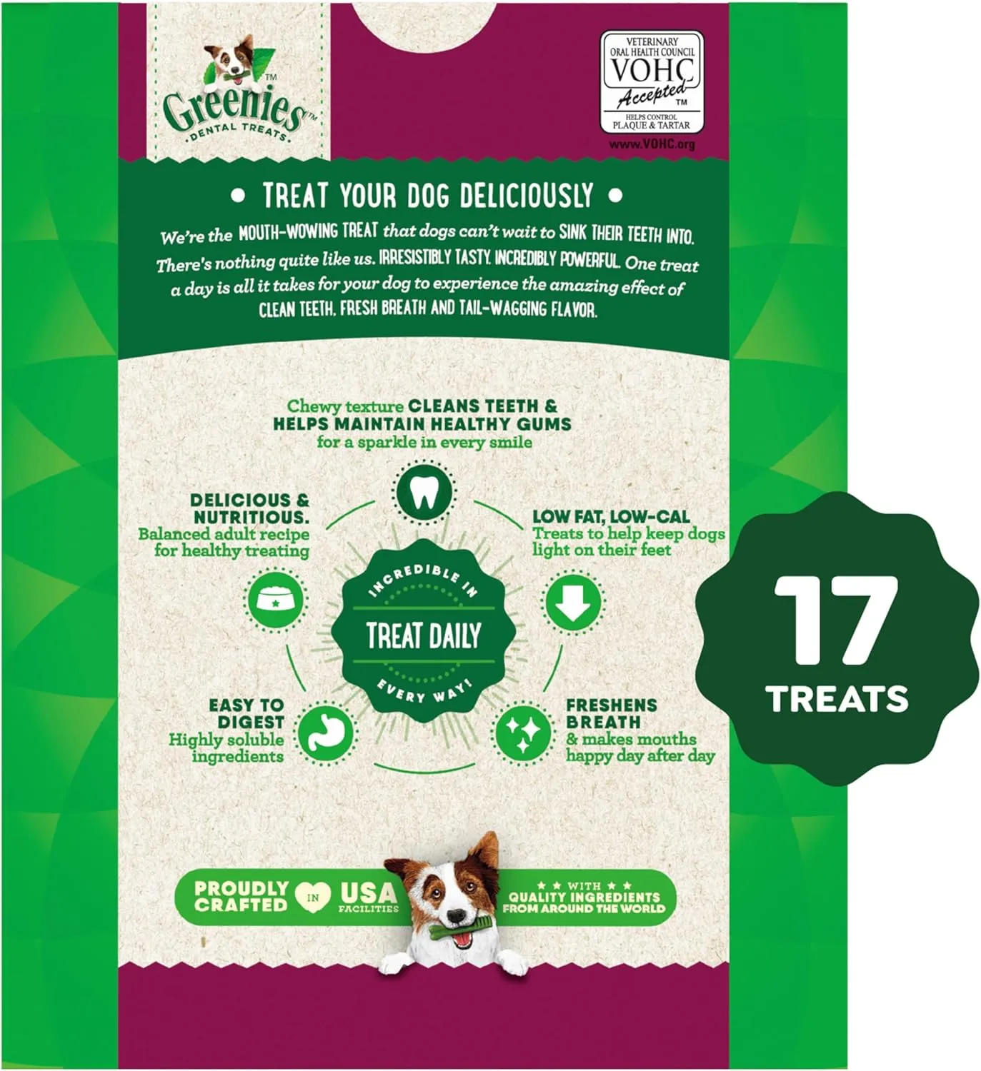 Greenies Weight Management Large Natural Dog Dental Care Chews Weight Control Dog Treats, 27 oz. Pack (17 Treats)