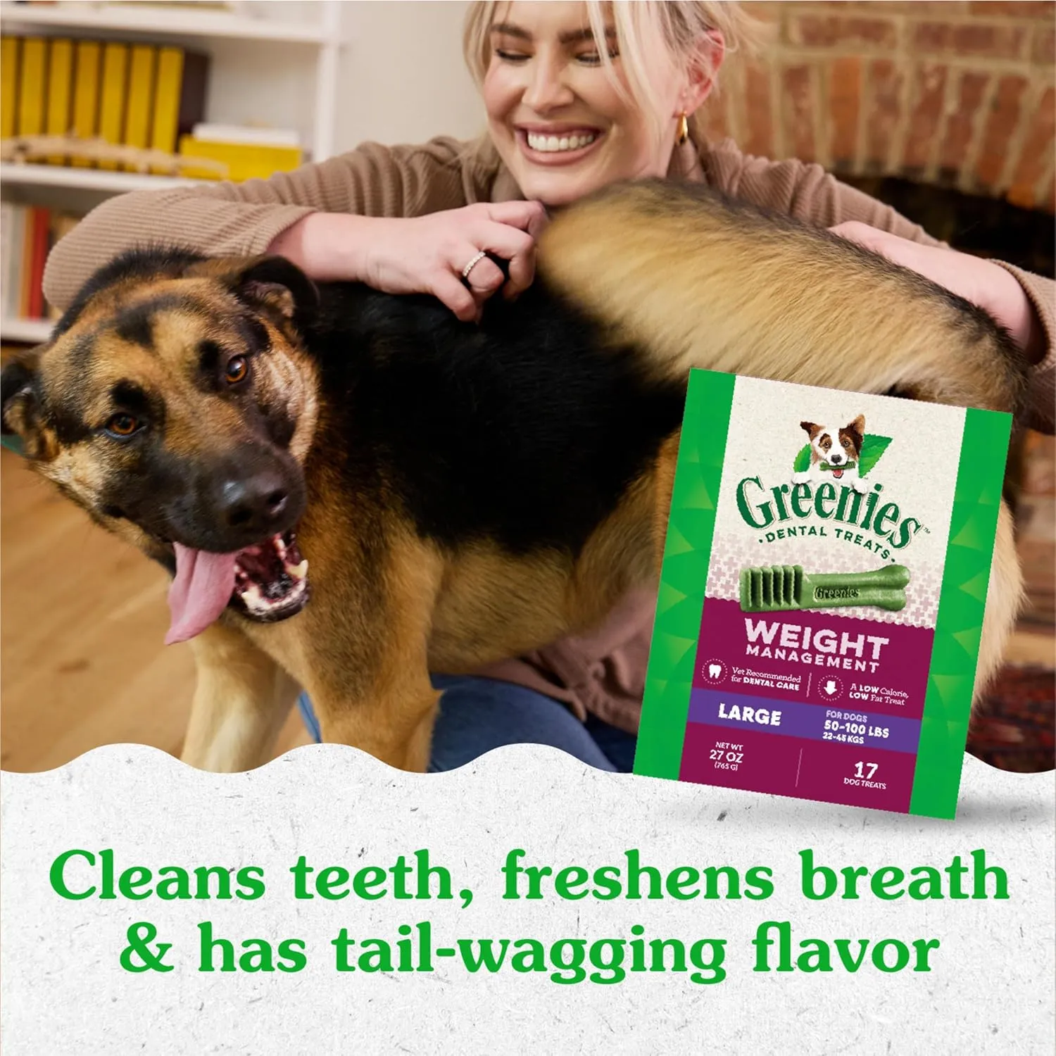 Greenies Weight Management Large Natural Dog Dental Care Chews Weight Control Dog Treats, 27 oz. Pack (17 Treats)