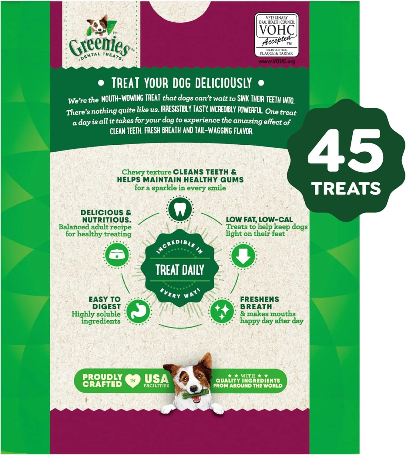 Greenies Weight Management Petite Natural Dog Dental Care Chews Weight Control Dog Treats, 27 oz. Pack (45 Treats)