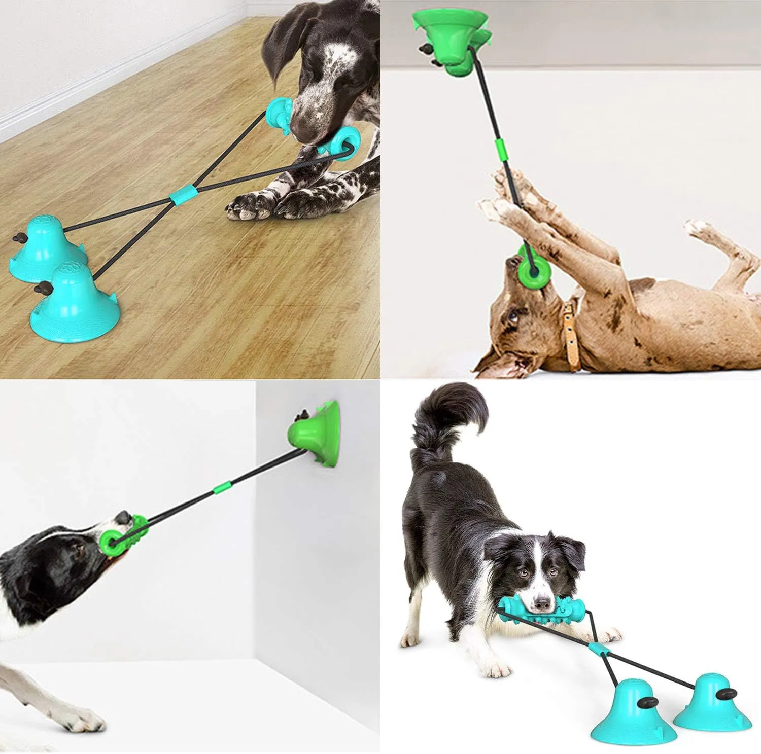 Guardians Dog Chew Toy with Double Suction Cup for Aggressive Chewers, Dog Toothbrush Chew Toy Puppy Training Treats Food Dispensing Pet Teeth Cleaning Rope Toys for Small Medium Dogs (Blue)