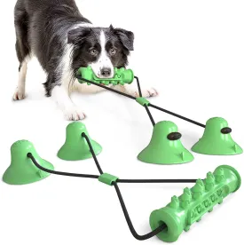 Guardians Dog Chew Toy with Double Suction Cup for Aggressive Chewers, Dog Toothbrush Chew Toy Puppy Training Treats Food Dispensing Pet Teeth Cleaning Rope Toys for Small Medium Dogs (Green)