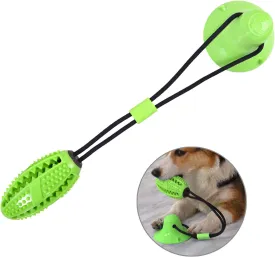 Guardians Dog Chew Toy with Suction Cup for Aggressive Chewers, Puppy Training Treats Food Dispensing Toothbrush Pet Teeth Cleaning Rope Toys for Small Medium Dogs(Green)