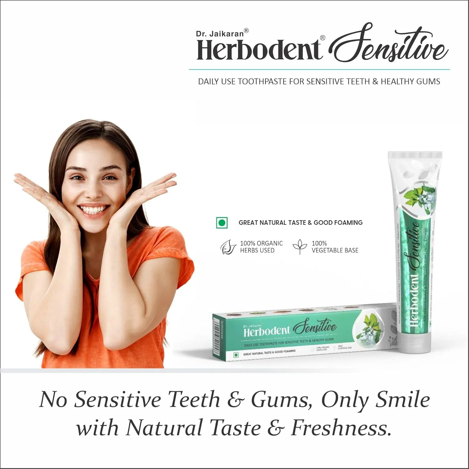 Herbodent Sensitive Toothpaste - 6.53 Oz Pack of 1 | Enamel Repair & Cavity Protection, Fluoride Free, Sensitive Care with Natural Mouthwash & Gum Strengthening Herbs - Clove, Tomar, Long Pepper...