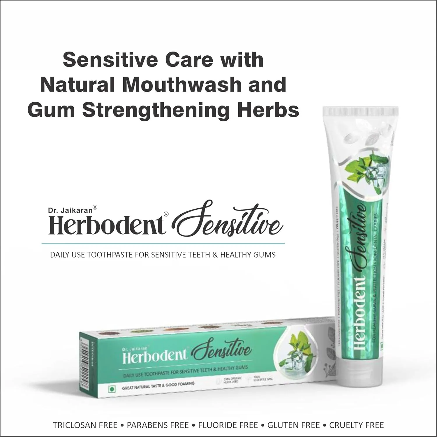 Herbodent Sensitive Toothpaste - 6.53 Oz Pack of 1 | Enamel Repair & Cavity Protection, Fluoride Free, Sensitive Care with Natural Mouthwash & Gum Strengthening Herbs - Clove, Tomar, Long Pepper...