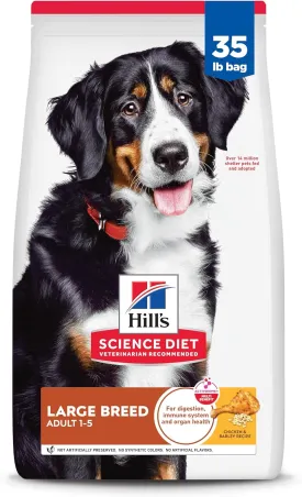 Hill's Science Diet Large Breed, Adult 1-5, Large Breed Premium Nutrition, Dry Dog Food, Chicken & Barley, 35 lb Bag