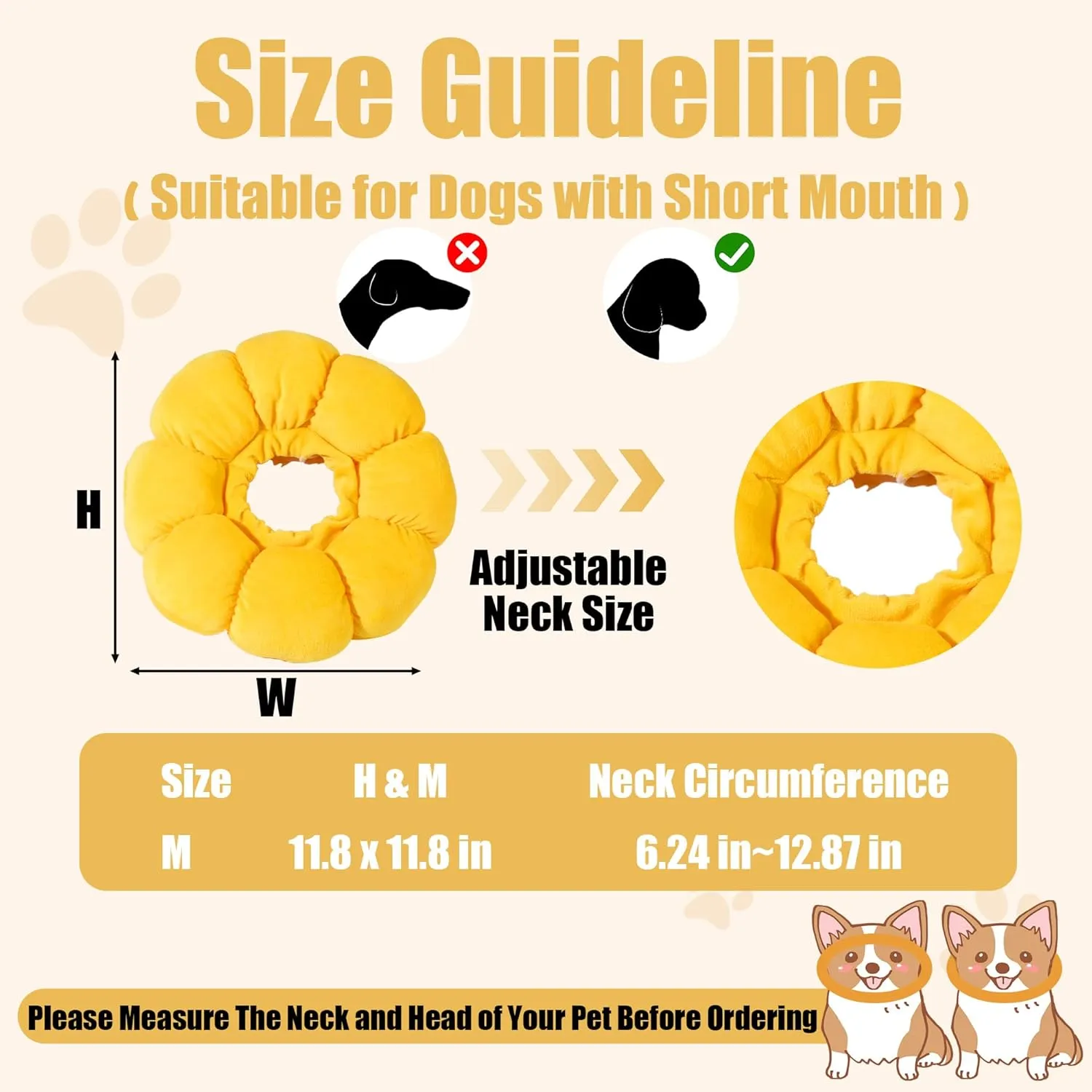 HOMBYS Soft Dog Cone for Dogs and Cats, Cute & Fluffy Flower Shape for Claming, Adjustable Dog Collar Alternative After Surgery, Protective Elizabethan Collar for Dogs Recovery & Stop Licking, M