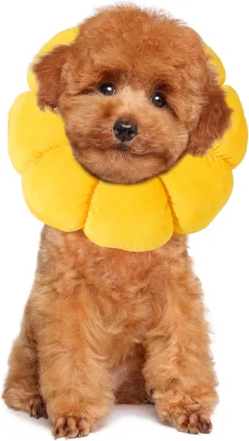 HOMBYS Soft Dog Cone for Dogs and Cats, Cute & Fluffy Flower Shape for Claming, Adjustable Dog Collar Alternative After Surgery, Protective Elizabethan Collar for Dogs Recovery & Stop Licking, M